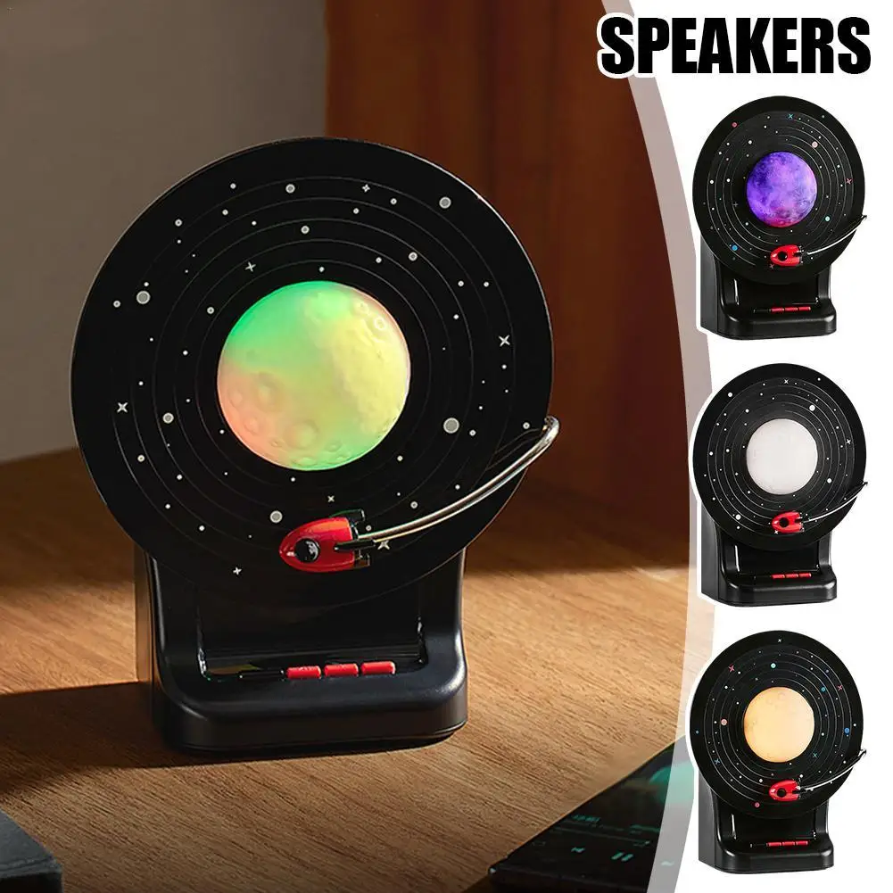 Portable Space Speaker Retro Colorful Ambient Moon Light Wireless Bluetooth Playback Stereo Music Player Support TF Card AUX