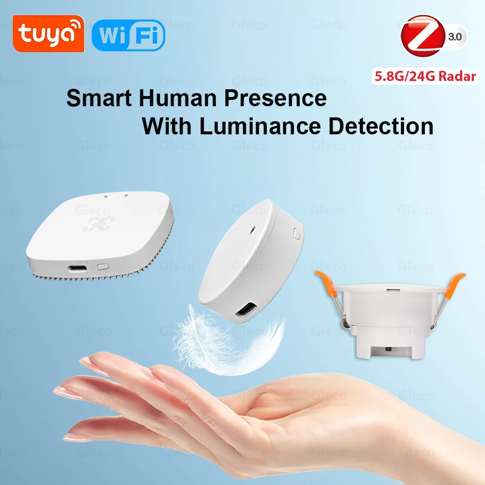 Sensor de movimiento ZigBee/Wifi MmWave Radar, Detector de presencia humana, luminancia/detección de distancia, Automatización del hogar, vida inteligente, 5,8G/24G