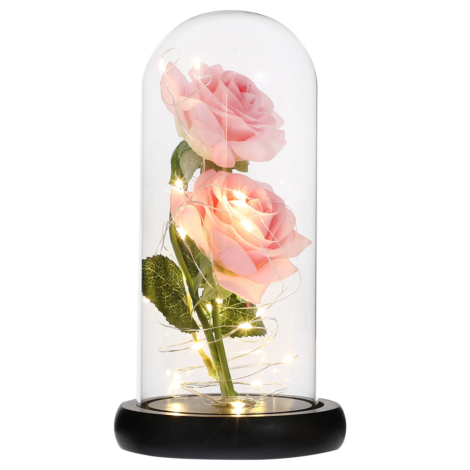 

1Pcs Romantic Rose Lamp Artificial Eternal Flower Glass Cover Light Valentine's Day Night Decoration Rose Lamp