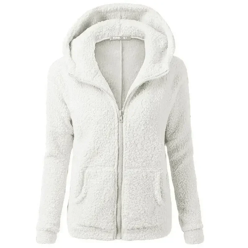 Fluffy Hoodies Coat Women Sweatshirt Cute Teddy Bear Autumn Winter Warm Pullover Long Sleeve Zip Up Fleece Jacket Daily Outwear