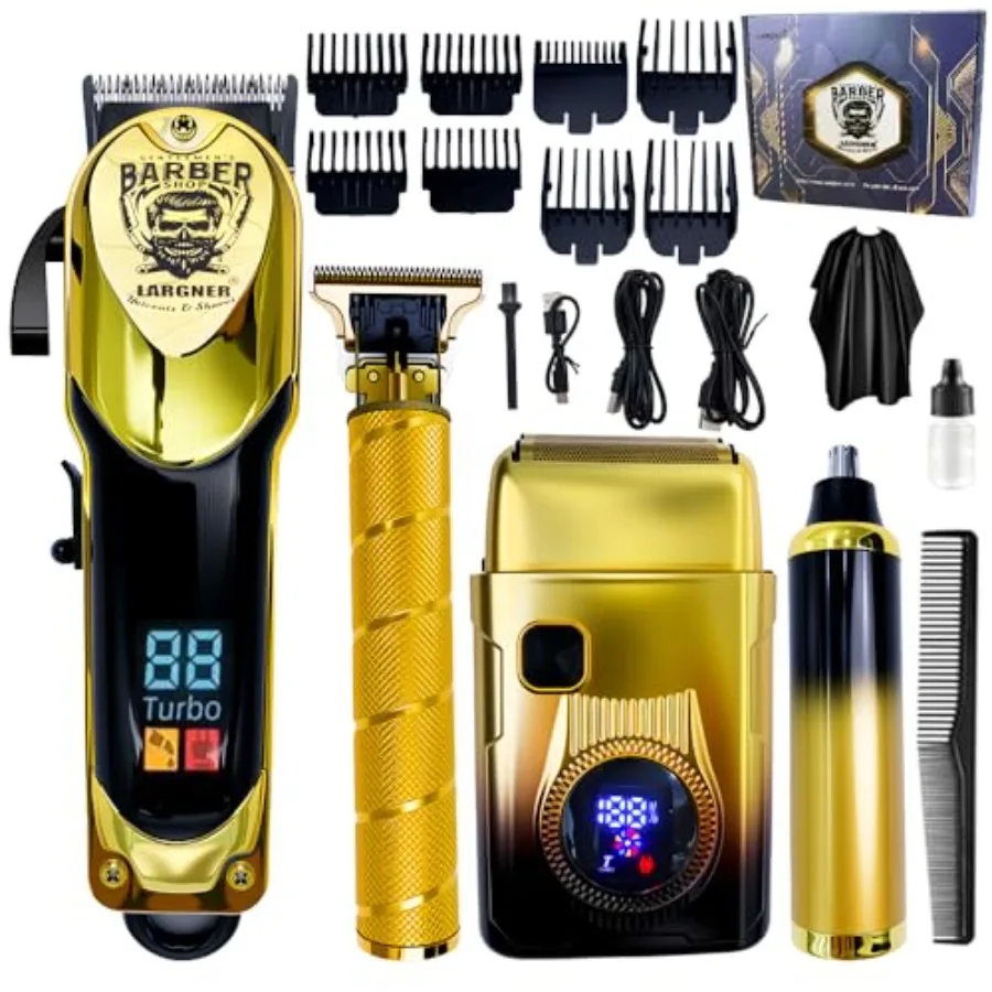 

Hair Clippers for Men Professional - 4 in 1 Men Electric Shaver Razor Kit with LED Display, Cordless Hair Clipper Shaver Beard