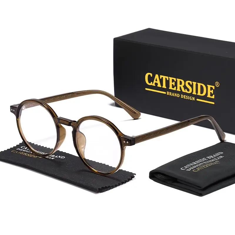CATERSIDE Retro Männer Brille Runde Hohe Qualität TR90 Rahmen Rezept Brillen Rahmen Frauen Null-Power Objektiv Computer Gläser – Detail 9