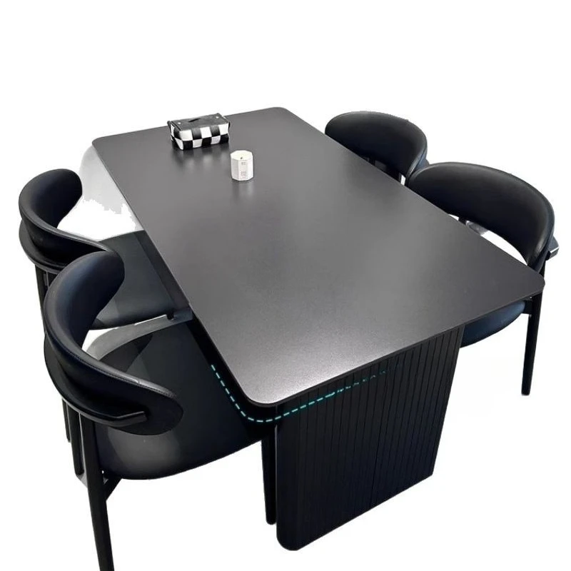 Italian minimalist black matte rock slab dining table light luxury household