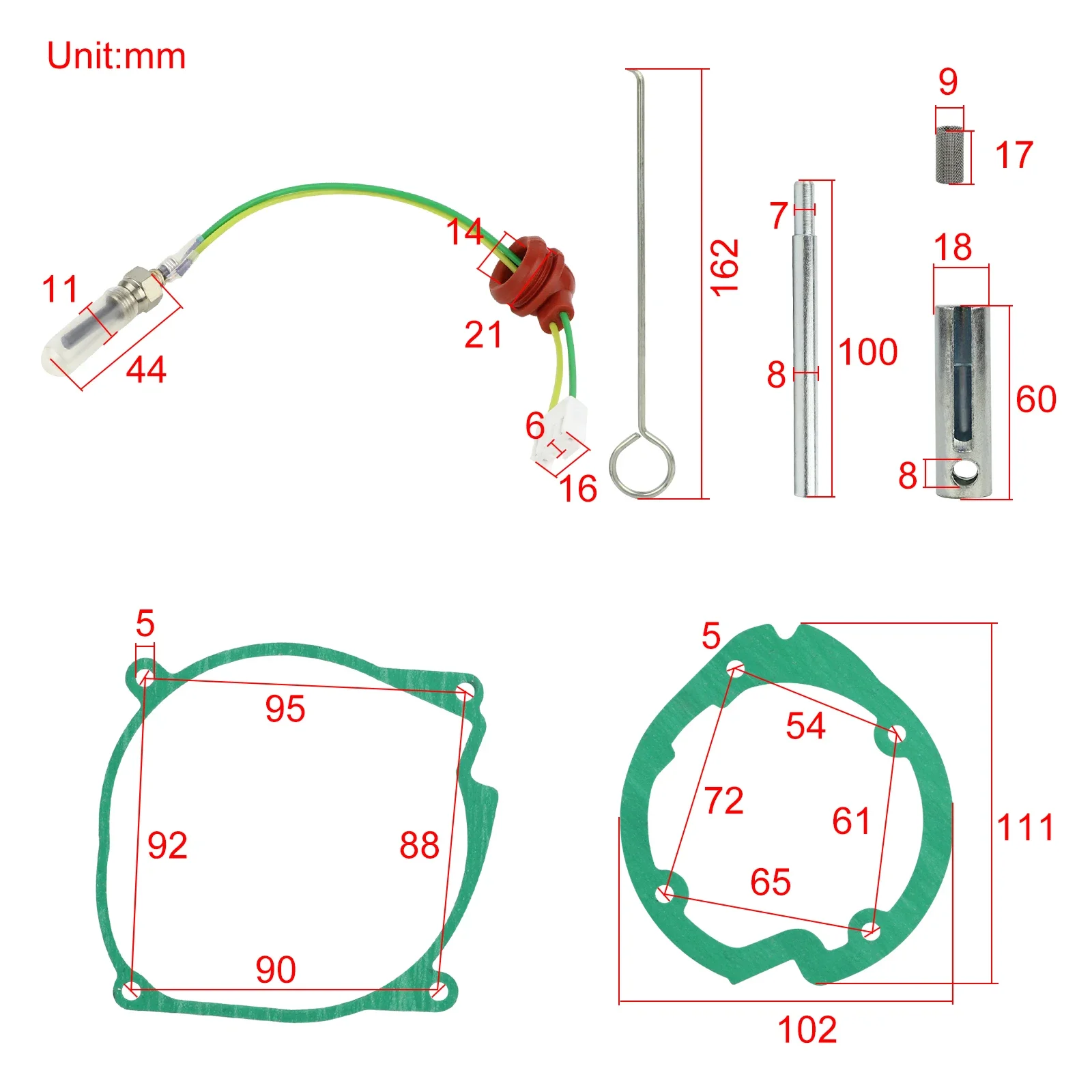 Glow Plug Repair Kit 12V 2KW 5KW 8KW Air Diesel Parking Heater Repair Parts Car Truck Boat Removal Fitting Tool Maintenance Kit