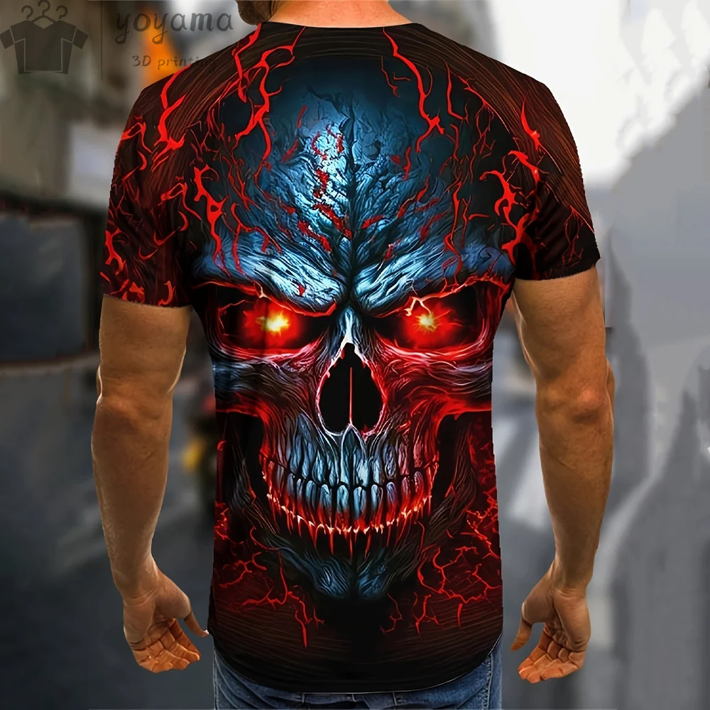 3d Printed T Shirt Men\'s Summer Vintage Skull Print Top Devil Short Sleeve Fashion O Neck Street Men\'s Oversized T Shirt Tops