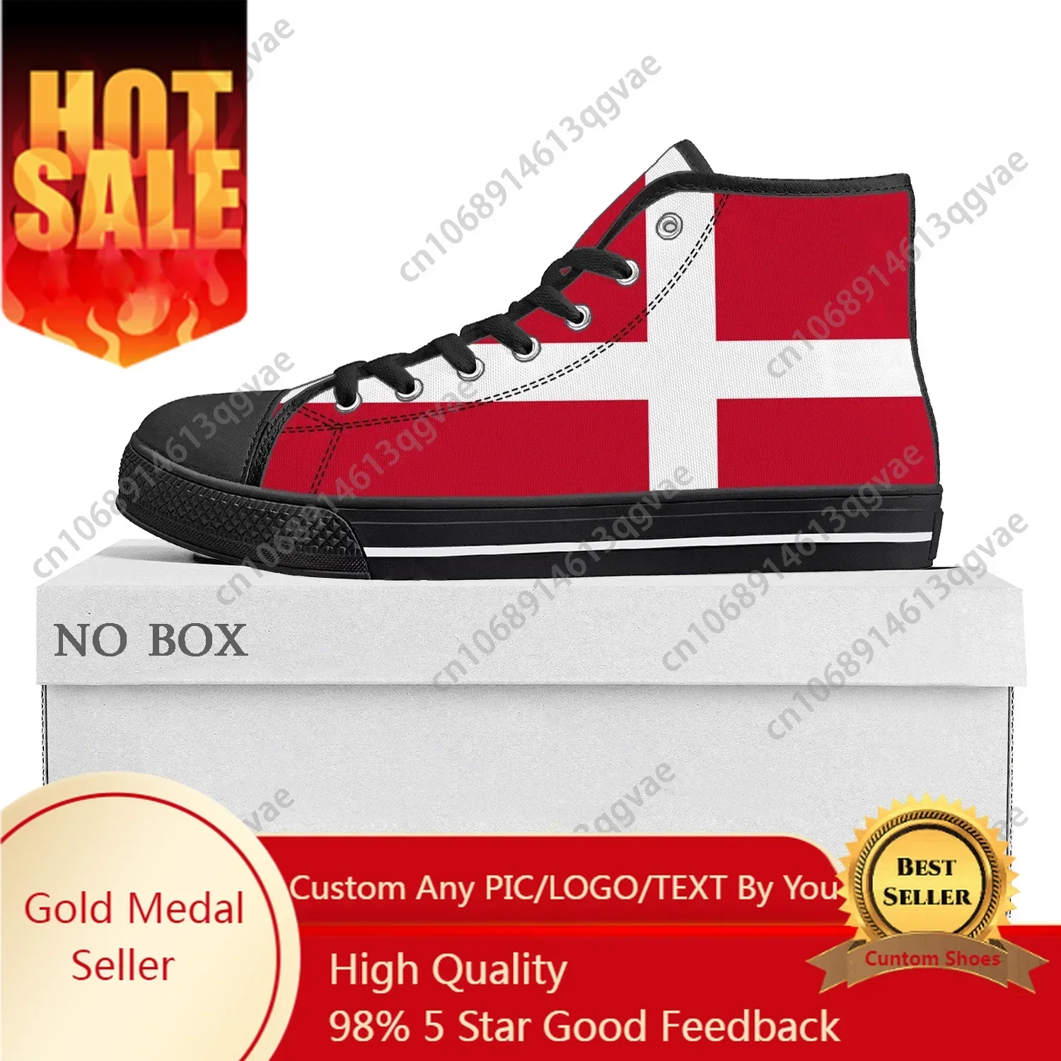 

Danish Flag High Top Sneakers Mens Womens Canvas Sneaker Denmark Casual Couple Shoes Custom Shoe