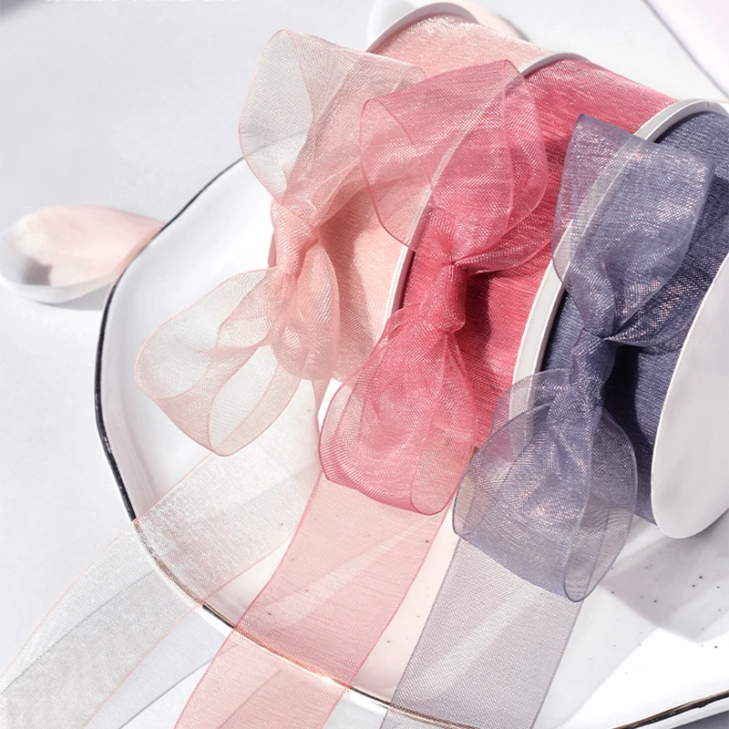 25 Yards Dream Chiffon Organza Ribbon Happy Birthday Valentine\'s Day Gift Packaging Party Bouquet Bow Decoration DIY Material