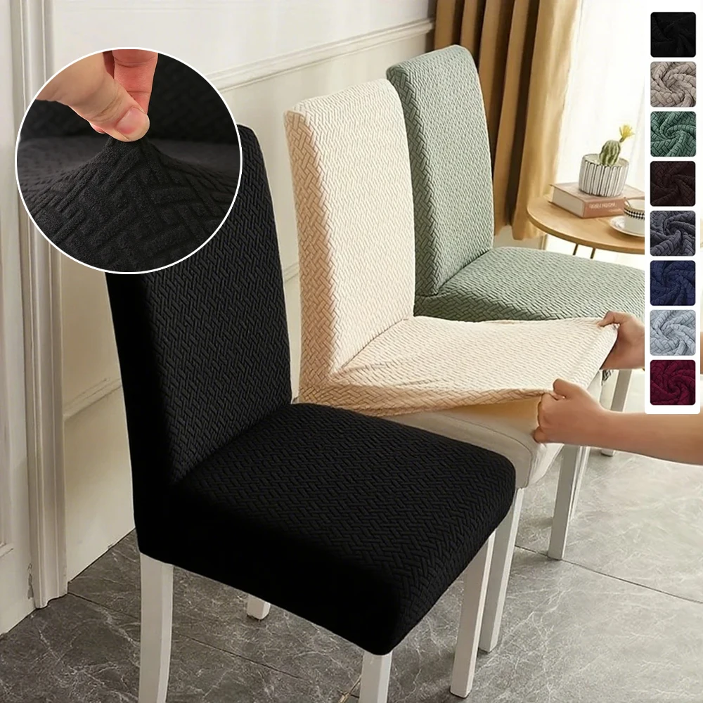 

1PC Jacquard Chair Covers Stretch Universal Size Slipcovers Non Slip Slipcovers for Dining Kitchen Hotel Wedding Banquet 의자 커버