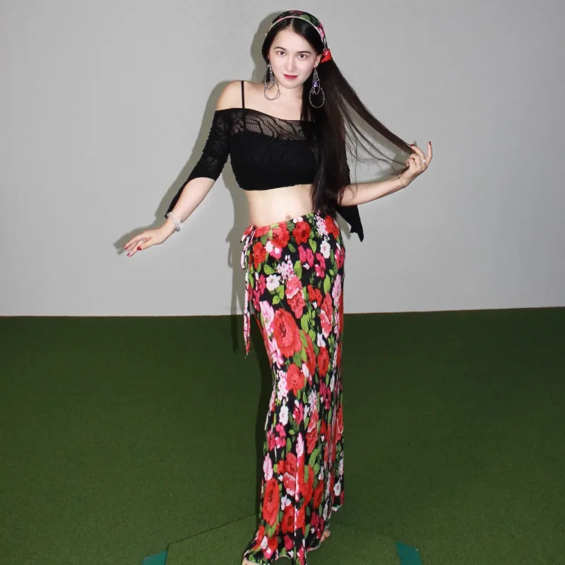 

Customized Belly Dance Clothing Black Performance Costume Sexy Class Uniform Exotic Dancewear Indian Clothes Women Top and Skirt