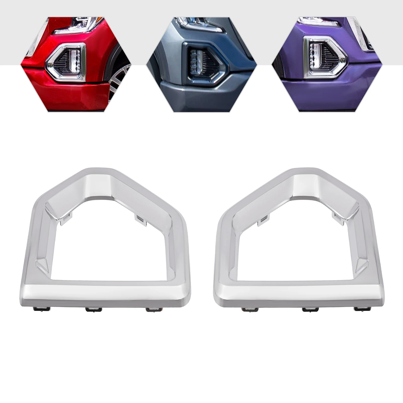 84176752 84176753 1 زوج الجبهة الضباب الخفيف الحافة الخارجية غطاء الكسوة صالح لجي إم سي سييرا دينالي SLT AT4 2019 2020 2021 #3