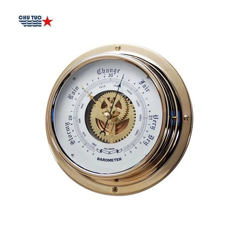 

Dia180mm Bell Barometer Ocean Tide Clock Atmospheric Brass Copper Plastic Shell Aneroid Use Marine Barometer