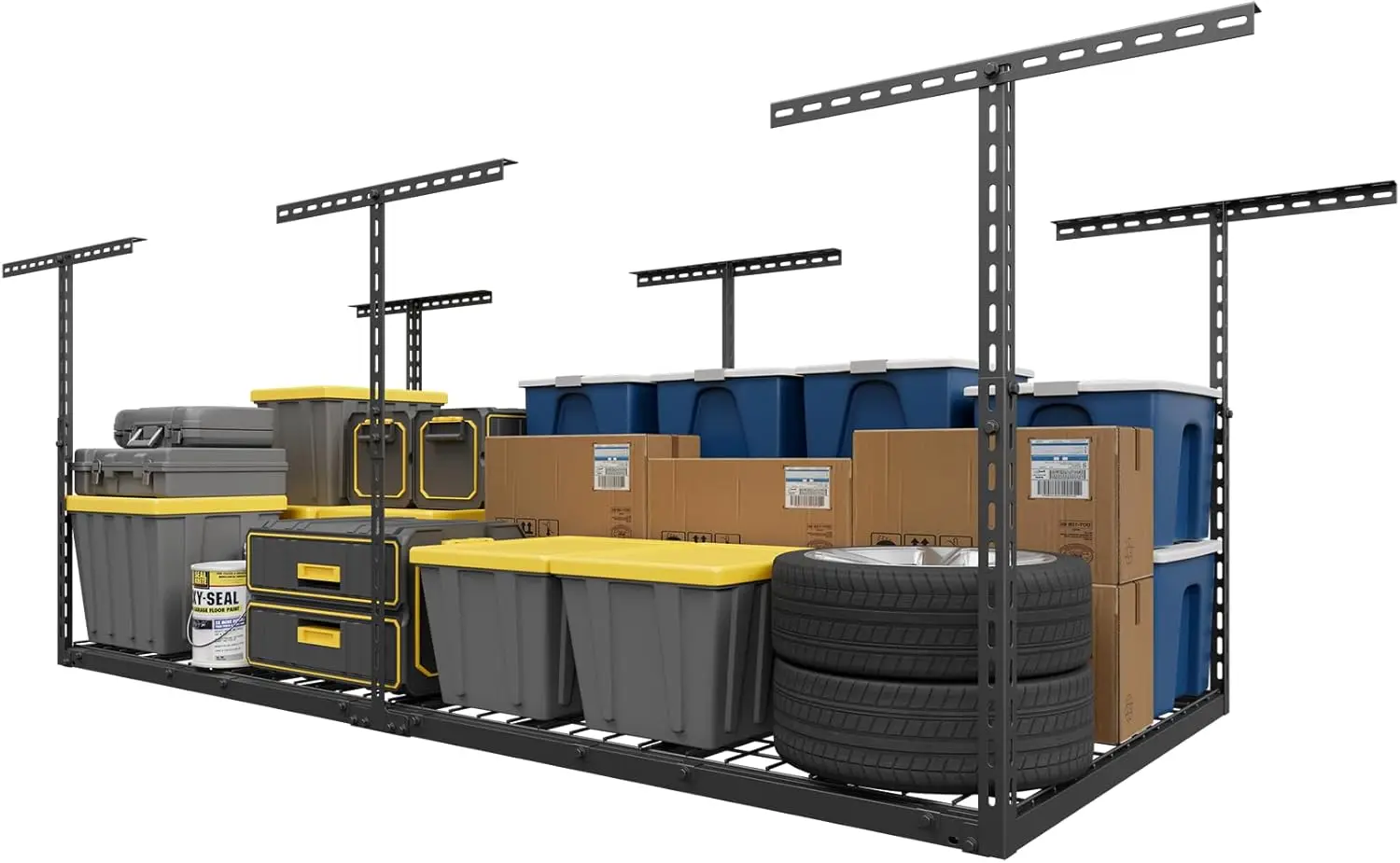 

Heavy-Duty Adjustable Garage Ceiling Storage Rack, 3x6ft, 450LB Capacity, Easy Height Adjustment for Organized Space