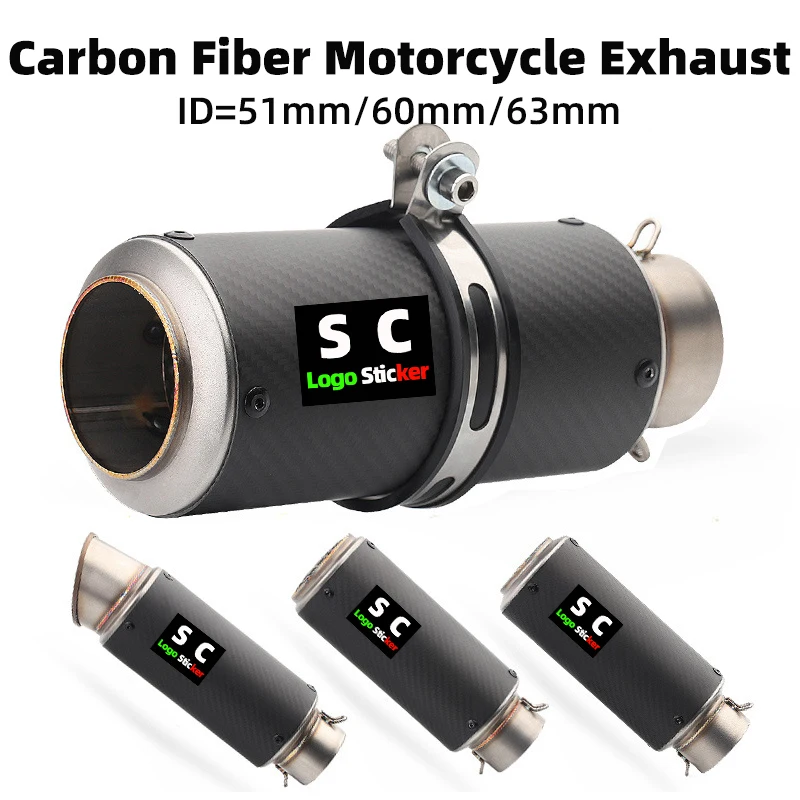 Silenciador de Escape Universal para motocicleta, accesorio modificado de fibra de carbono sc, 51mm, 60mm, 63mm, gp-project