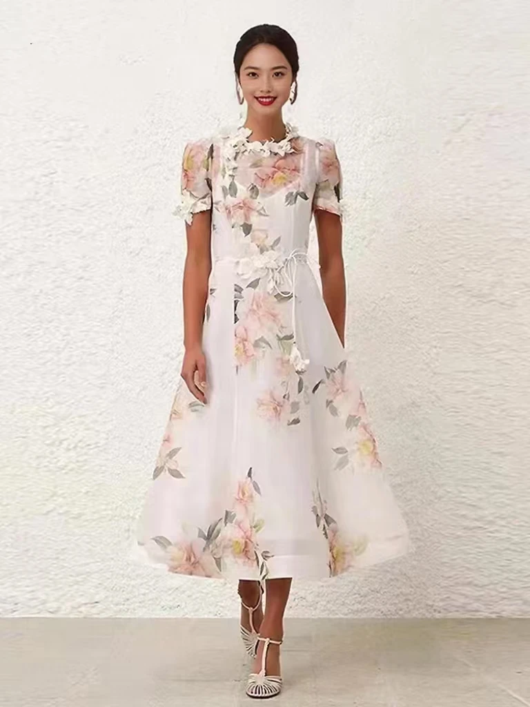 

Women's Dress Floral Linen Elegant Long Dresses Casual Vacation Beach Party Dresses Woman Clothing Summer Skirts for Women 2025