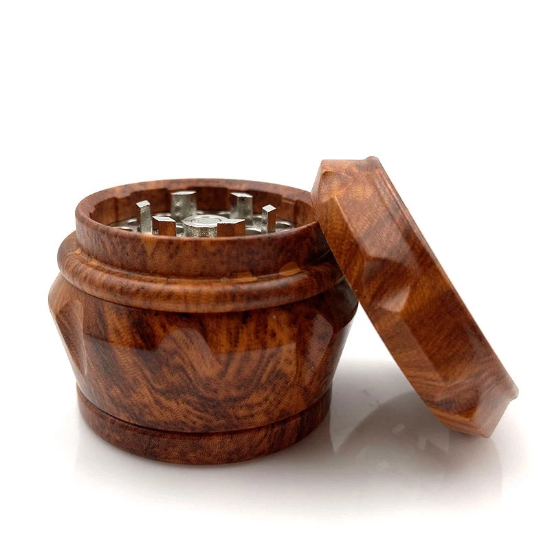 40mm Wood Grain Herb Grinder 4-Layer Metal Grinder Christmas Gift Men's Special Tool