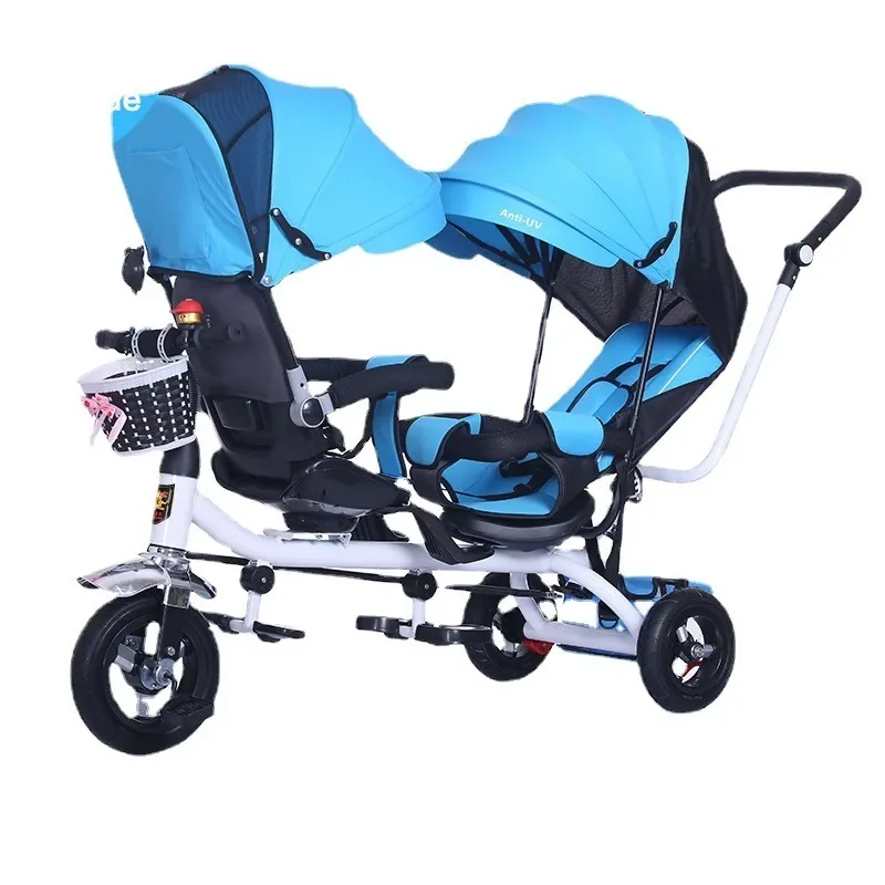 Triciclo para niños, carrito doble, bicicleta para bebé