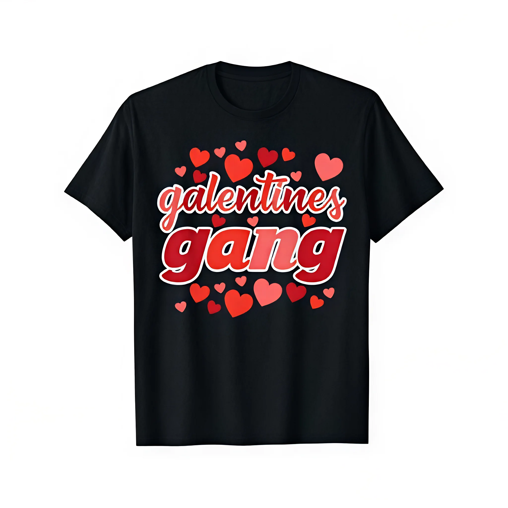 Galentines Gang Letter Print Women's T-Shirt, Valentine's Day Crew Neck Short Sleeve Casual Basic Tee, Best Friend Holiday Gift