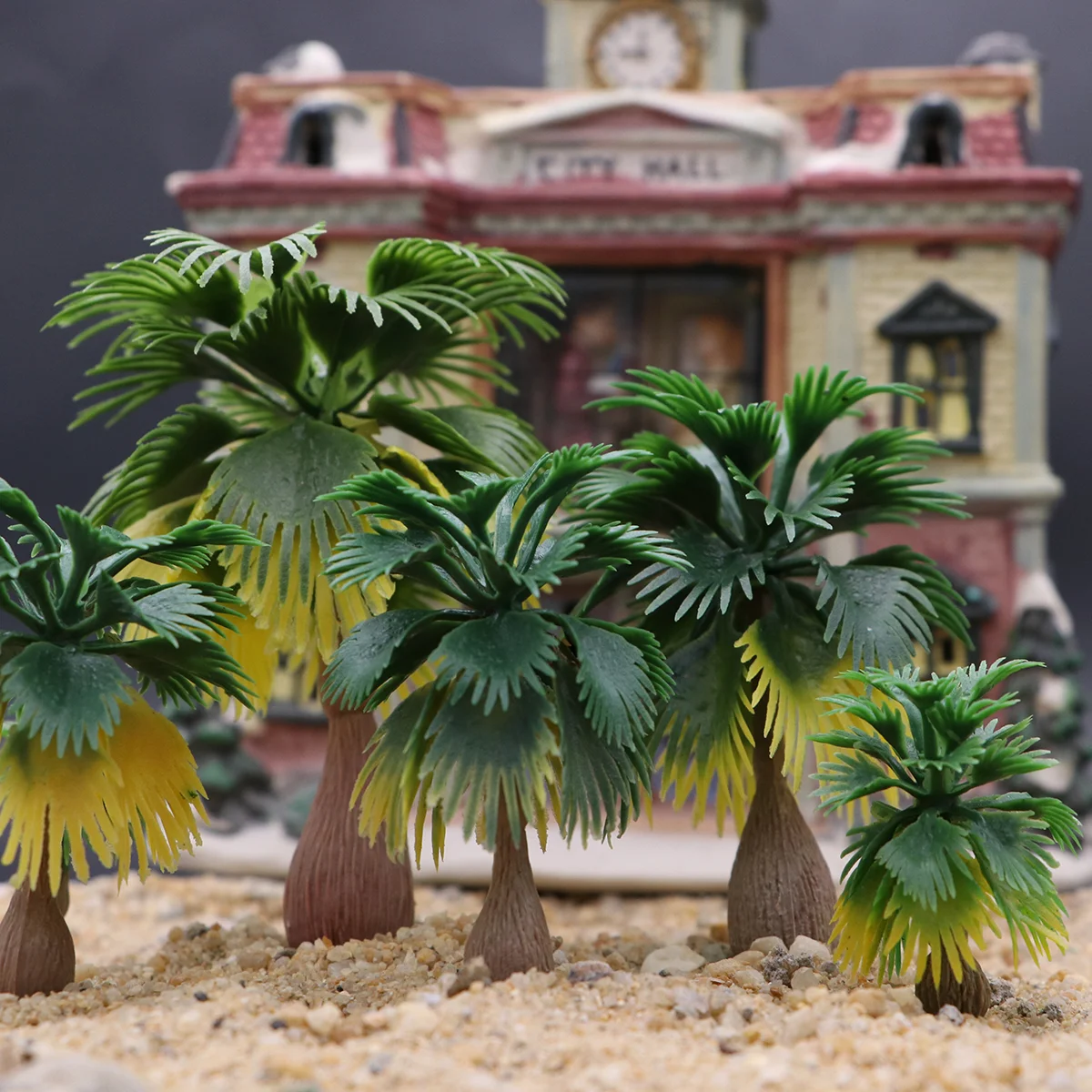 15 piezas de Palmeras Tropicales en Miniatura Escala 1:100 1:300 Suministros de Paisajismo Verde para Arquitectura de Parque Ferroviario