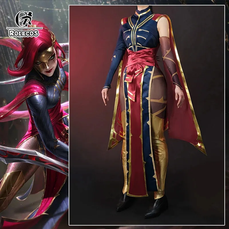 

ROLECOS Game LOL Prestige Masque of the Black Rose Katarina Cosplay Costume Game LOL Outfit Halloween Women Suit New Skin