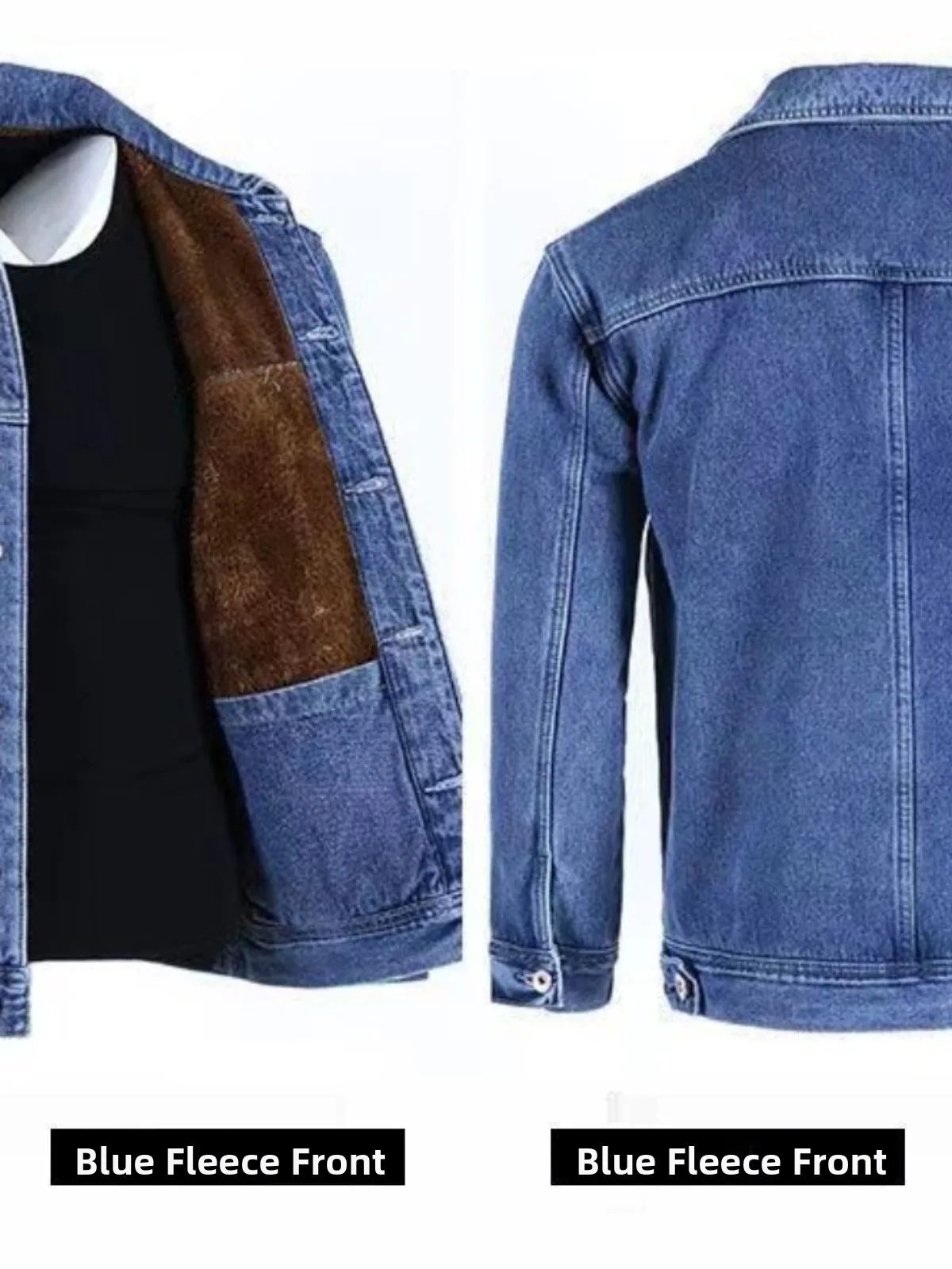 

Thiened Fce Denim Jaet for Men Warm Wear Resistant Windproof Winter Middle Age Large Size Coat Jeans Jaet Casual Wear