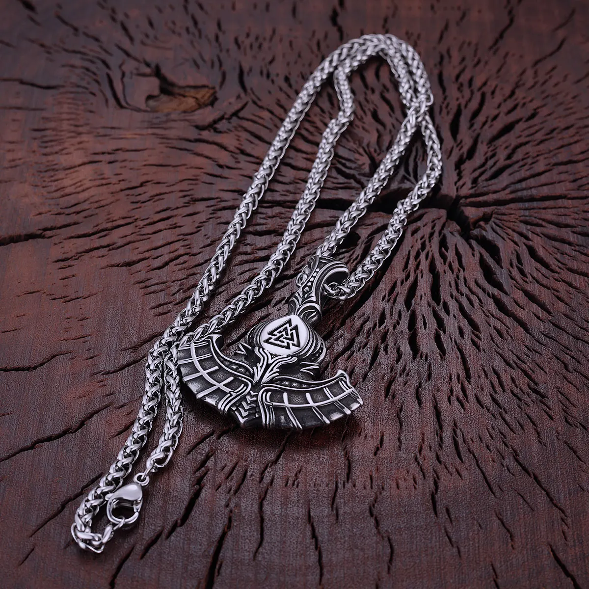 Stainless Steel Vikings Trinity Symbol Hammer Pendant Scandinavia Handmade Quality Gun Plated Necklace Men Punk Hip Hop Jewelry