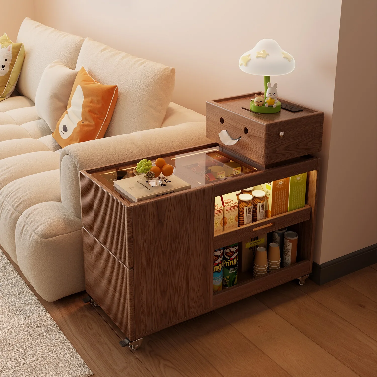Sofa side cabinet Side cabinet Living room removable side cabinet Coffee table Creative storage