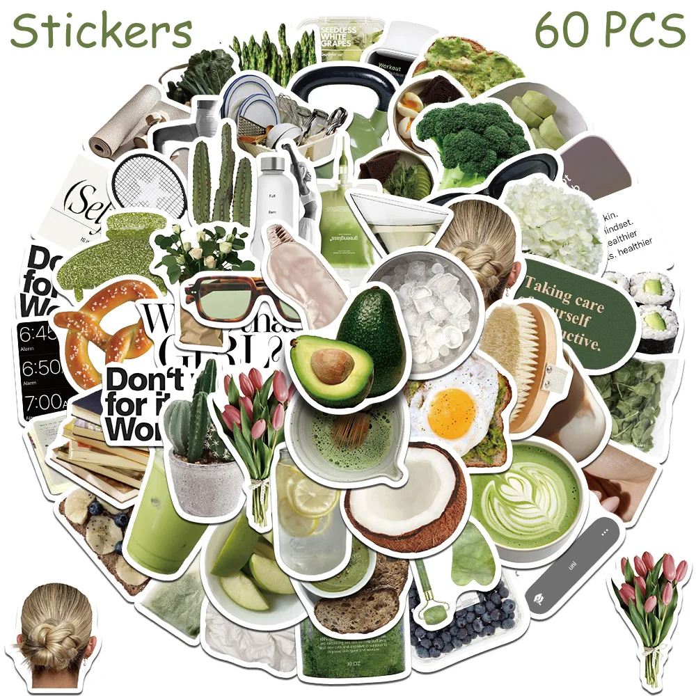 

60pcs Clean Girls Selfcare Graffiti Stickers Decals For Phone Laptop Scrapbook Skateboard Helmet DIY Cartoon Aesthetic Stickers