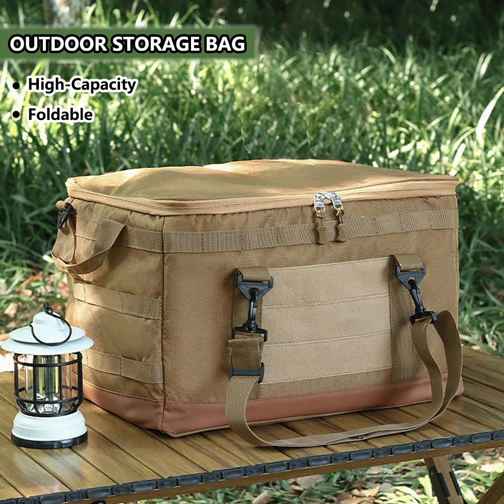 45L Outdoor Camping Equipment Storage Bag 600D Oxford Cloth Multi-functional Waterproof Cookware Tableware Set Pot Organizer Bag