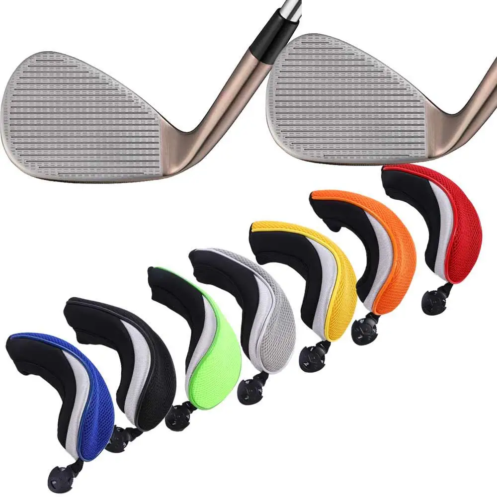 กีฬาตาข่ายวัสดุโพลีเอสเตอร์ปรับหมายเลขแท็กกอล์ฟคลับ Headcover Golf Headcover Golf Head Protector Club Heads Cover