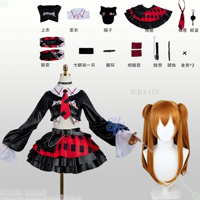 أنيمي Asuuka اليابانية Jirai Kei الفتيات تأثيري روك الشرير زي Y2K موضة أسود أحمر كعكة فستان تحقق تنورة لوليتا هالوين