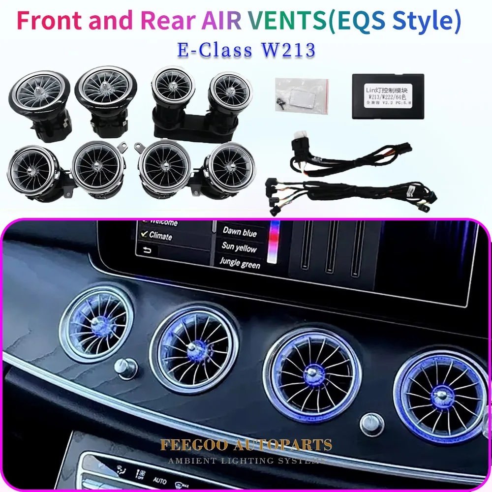 

High Quality W213 EQS Style Air Vent 64 Color LED Ambient Light For Mercedes E-Class 2016-2022 Condition Turbine Air Outlet