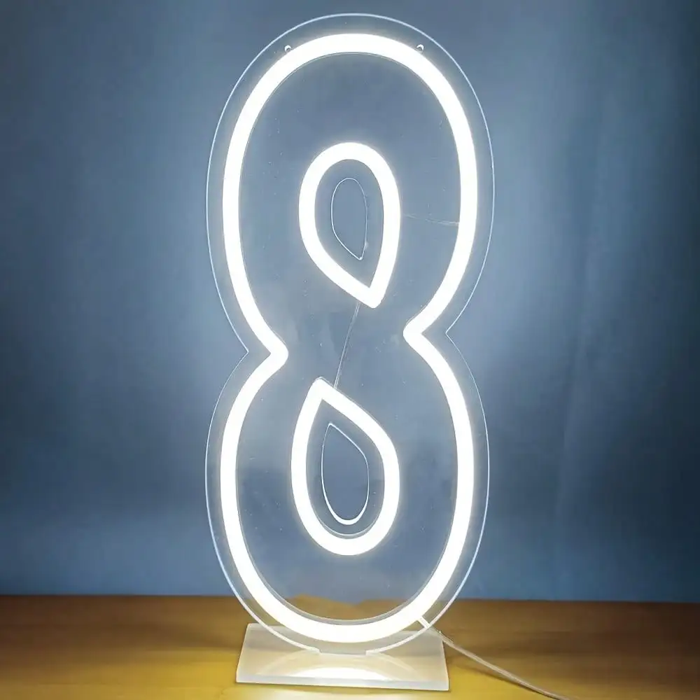 White 0-9 Single Digit LED Number Neon Sign, USB Wall Hanging Light with Dimmable Switch, Decor for Birthday, Anniversary, Wedding, Bar & Club, Gift Option view 6
