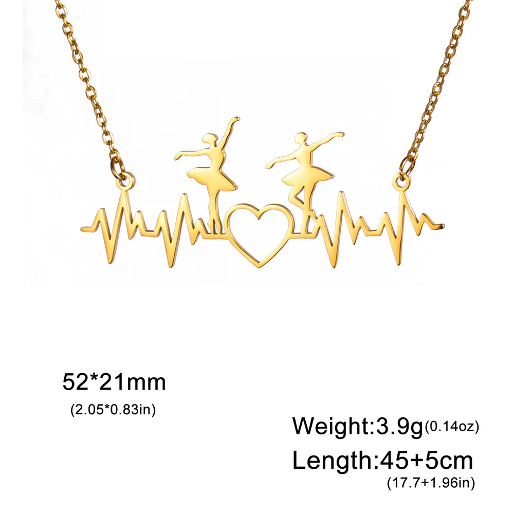 My Shape Ballet Dancer Pendant Necklaces Women Ballerina Dancing Girl Charms Choker Chain Artist Sports Stainless Steel Jewelry