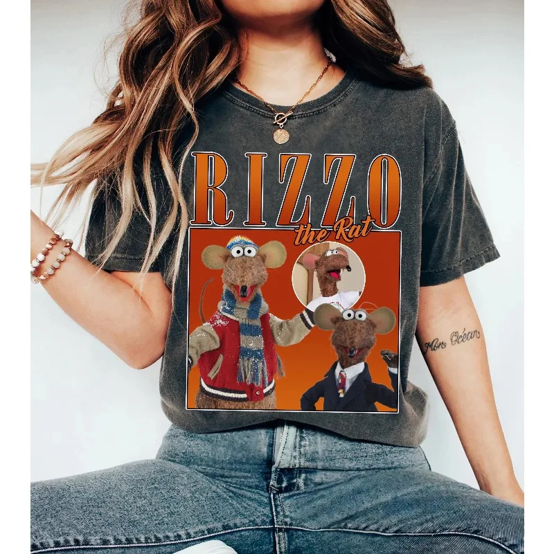 Camisa retrô ragdoll rizzo mouse retrato, camisa retro rizzo quatro estações unissex puro algodão casual moda camiseta