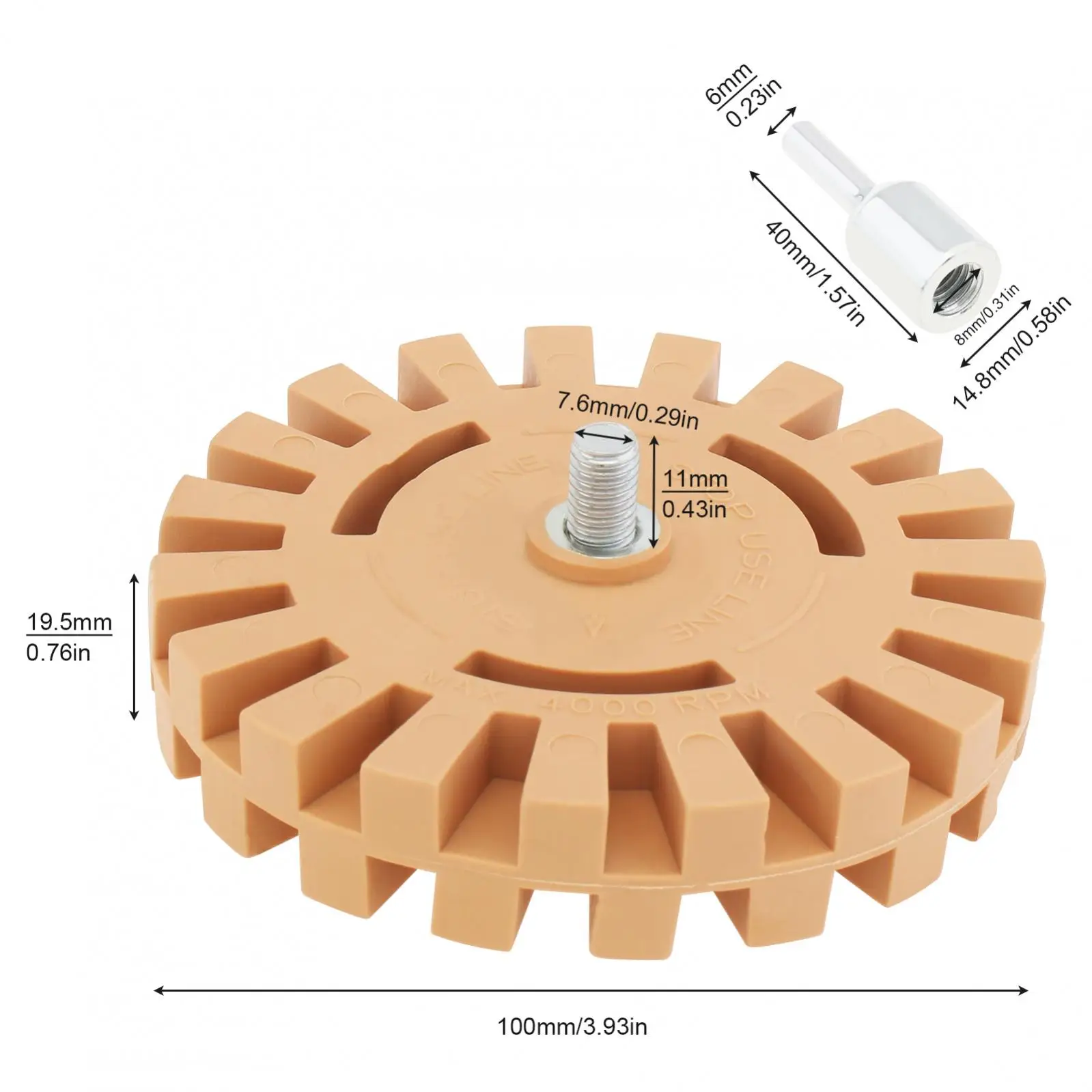 4 Inch Pneumatic Rubber Eraser Wheel Pad 100mm Polishing Degumming Disc Decal Eraser Wheel Car Sticker Remover Paint Cleaner