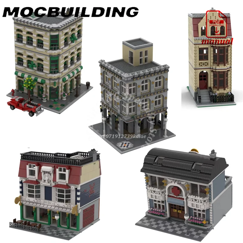 Modulaire huisgebouwen Home Bricks City Street View Hoekgebouwen Blokmodel Bouwsteen Speelgoedcadeau aanwezig