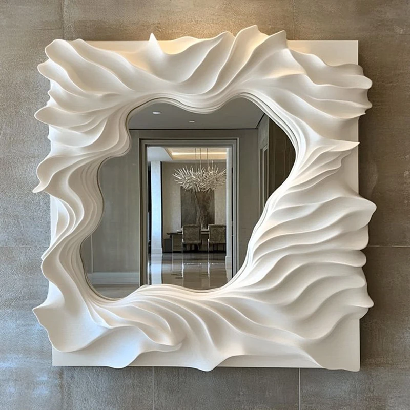 

Bathroom mirror Cream wind special-shaped makeup mirror Bathroom wall-mounted vanity mirror Art dining side porch decorative