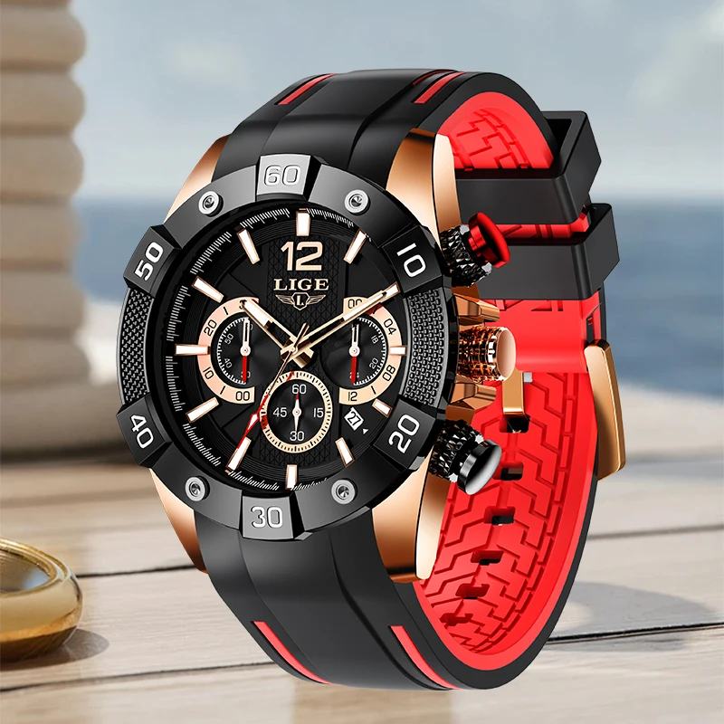 

LIGE лучший бренд класса люкс мужские спортивные кварцевые наручные часы хронограф военные мужские часы светящиеся часы с датой для мужчин + коробка