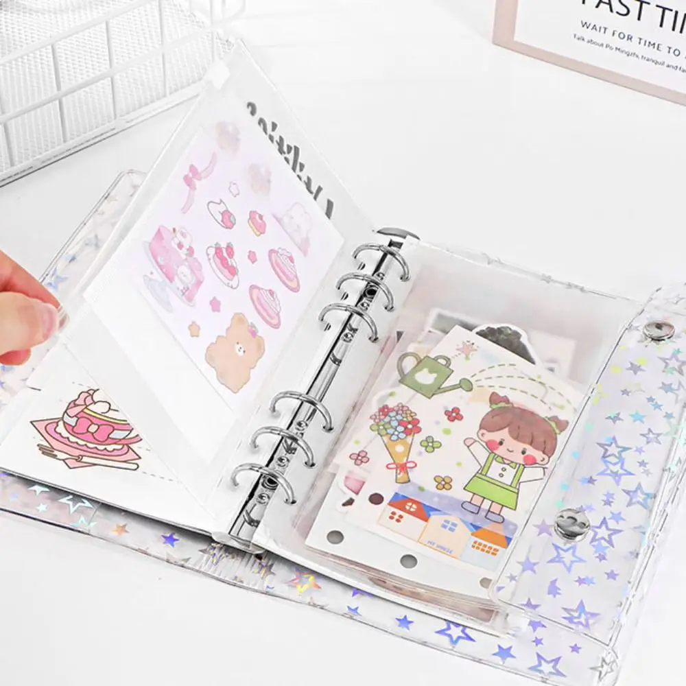 Waterproof Money Savings Challenge Binder Transparent PVC Cover Budget Binder Notebook Button Closure Colorful
