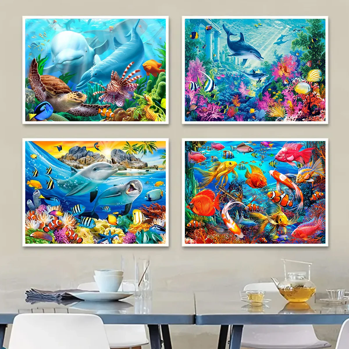 DIY Diamond Painting Round Diamond Underwater World Pattern Full Diamond Mosaic Home Decoration Painting Cross Stitch Kit