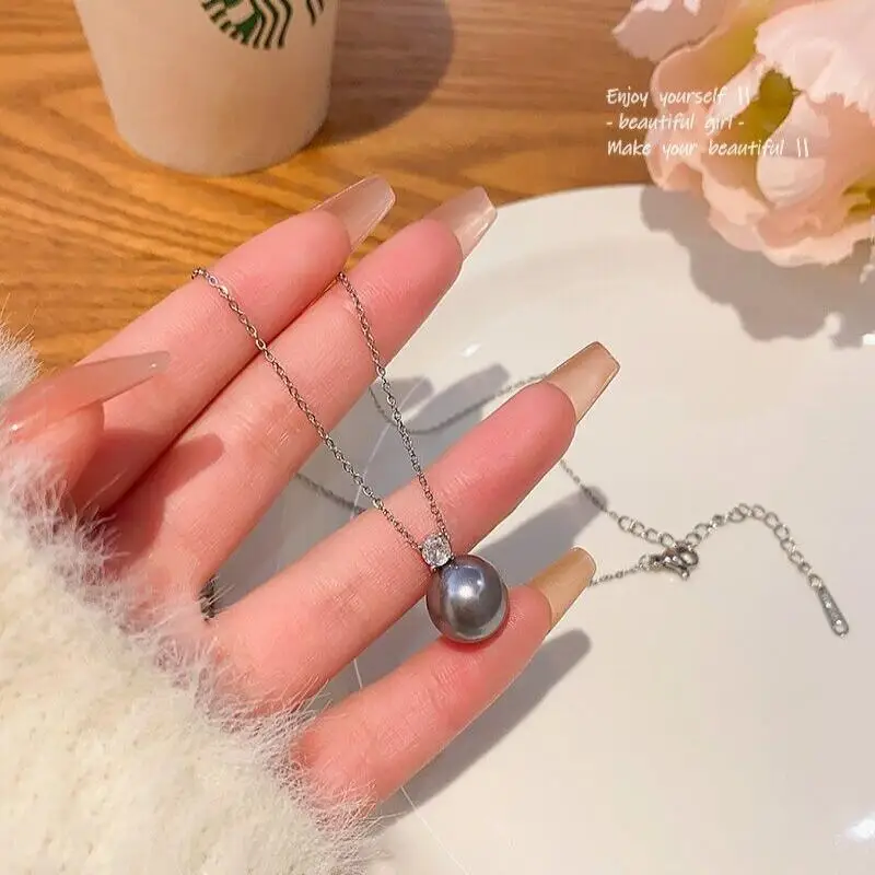 Single Pearl Pendant Necklace Adjustable Length Elegant Minimalist Tiny Design for Women Everyday Wear Gift