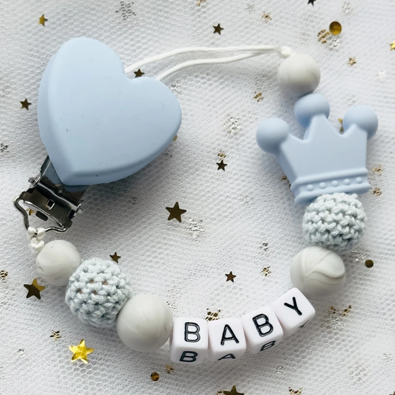 2024 Custom Baby Pacifier Clip Name Handmade Beech Personalized Wooden Chain Silicone Holder Baby Teether Toys Newborn Chew Gift