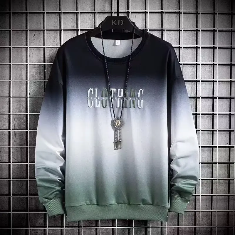 

Simple Gradient Color Men's O-Neck Sweatshirt 3D Letter Print Long Sleeve Pullover Autumn Winter Loose Comfortable Male Clothing