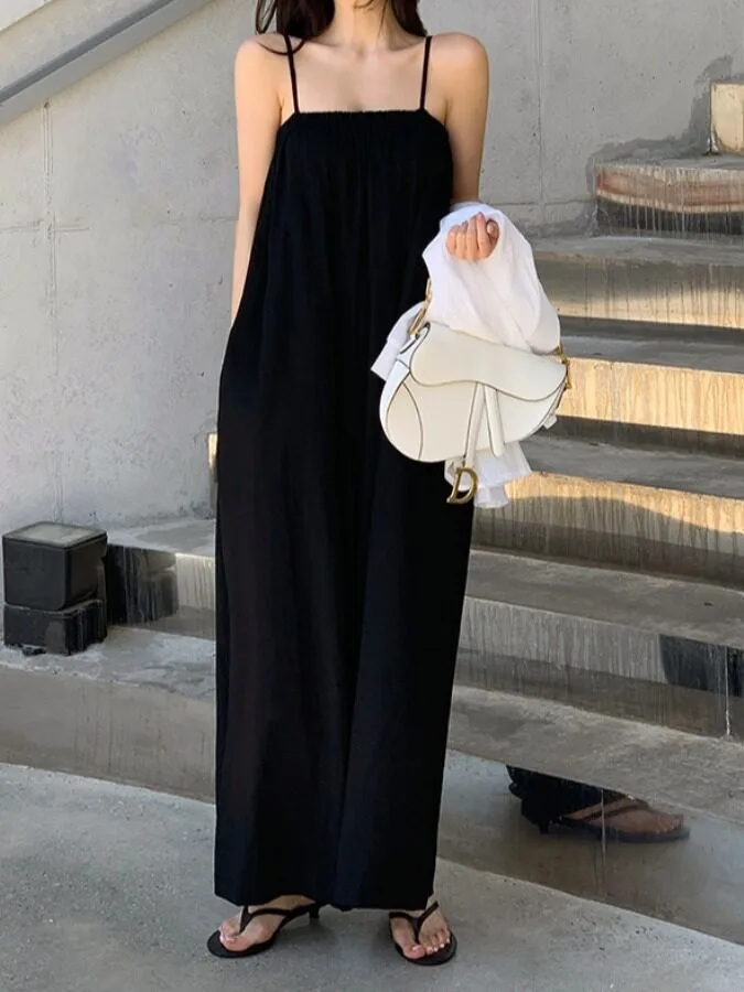 Laid-back Style Wide Leg Jumpsuit Loose Strapless One-Piece Suit Korean Style Spring Autumn Winter Casual Comfortable Women's...