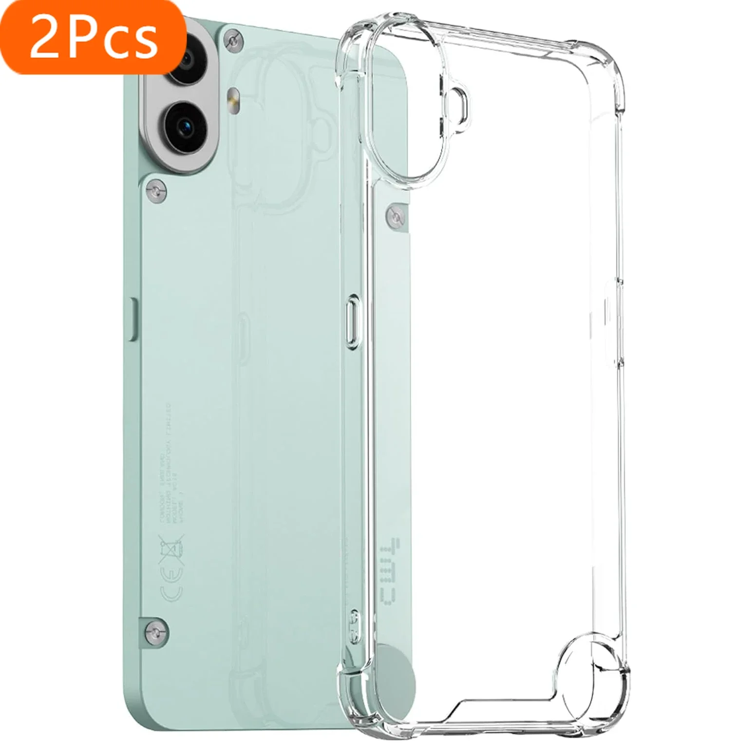 

2Pcs TPU Transparent Case for Nothing CMF Phone 1 NothingPhone 2A Plus Protective Cover Four Corners Shockproof Bumper Coque Fun