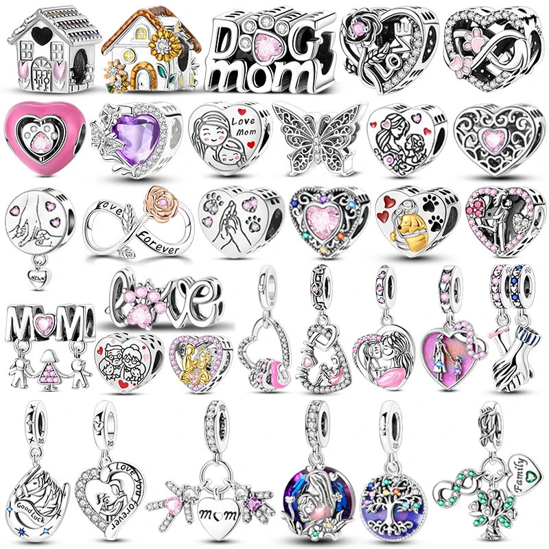 

Стерлингового Серебра 925 пробы Семейный Дом Любовь Навсегда Семейные Бусины Pandent Charm Подходит для браслета диаметром отверстия 4 мм DIY Бусина Ms Ювелирные Изделия Подарок