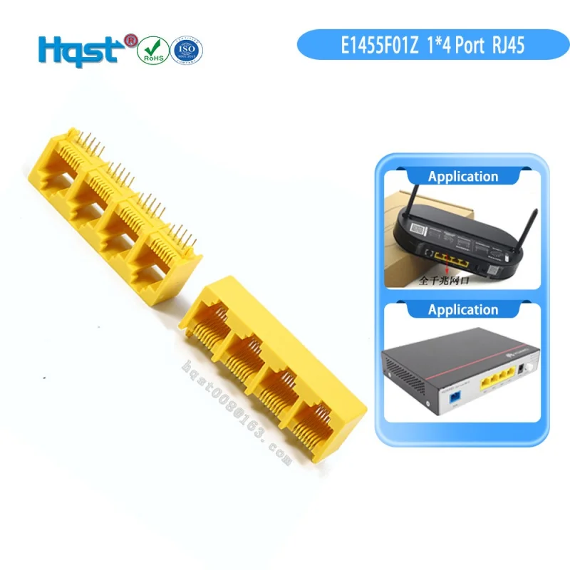 Optical Modem Rj45 55f Type 1*4 Non-Screen Lamp-Free Network Connector Network Port for Router Modular Plug Usb Yellow