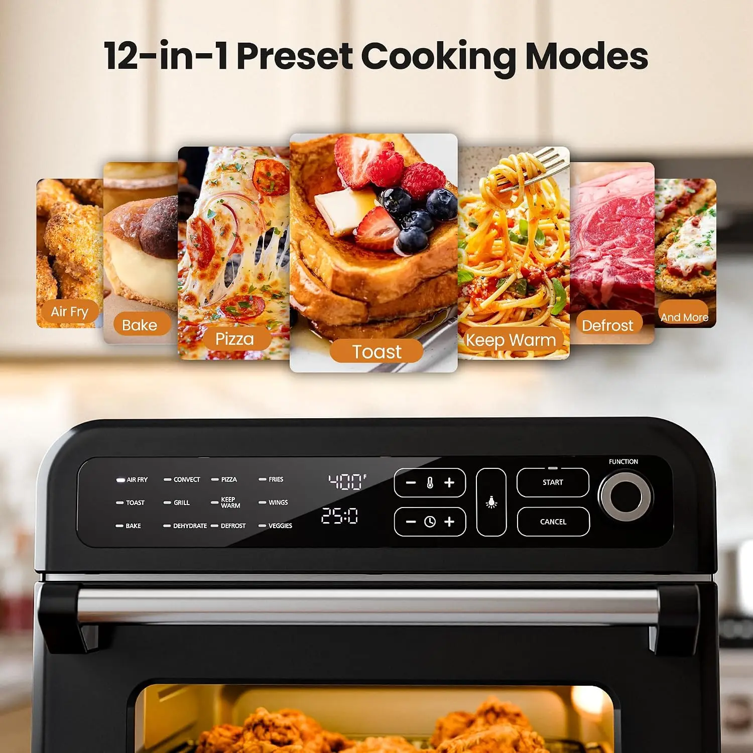 18QT Air Fryer Toaster Oven Combo, 12-in-1 Countertop Convection Airfryer Oven, Adjustable 70-450℉ Temperature, Bake, Reheat