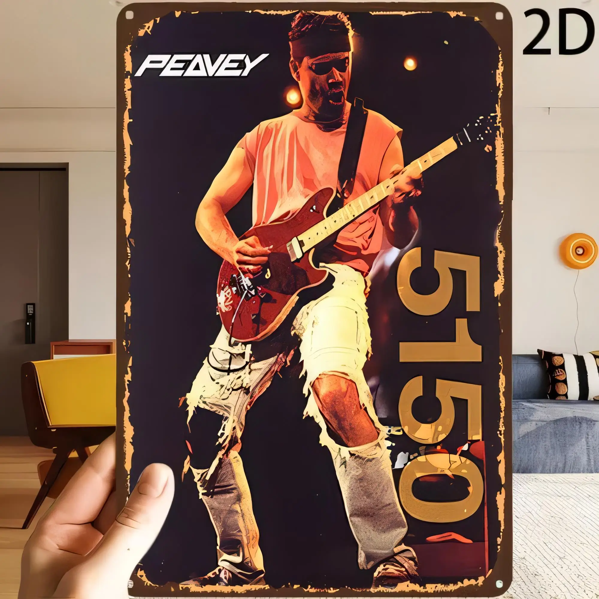Tin Sign Music Guitar Player Rock Star 2D Vintage Metal Poster Wall Decor for Home Bar Garage Man Cave Retro Plaque Gift