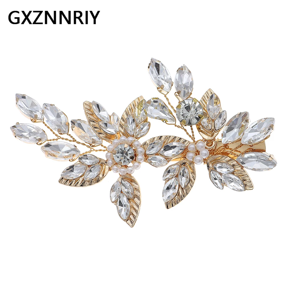 Fashion Leaf Crystal Hair Clips for Women Hairpins Bride Wedding Hair Accessories Trendy Party Bridal Headpiece Jewelry Gifts